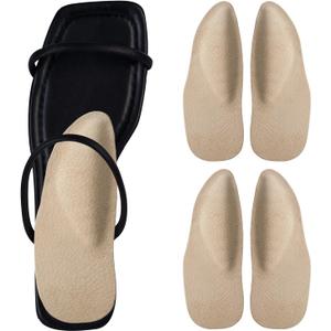 Pigskin Arch Support Insoles for Women Plantar Fasciitis & Flats Feet Pain Relief, 0.4" Thickness, Self-Adhesive Arch Insert with Heel Cushion for High Heels Sandals Slippers Flats, 2 Pairs 8-12 Size