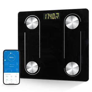 Digital Simple Scale with Led Display Practical Body Fat Scale, Bathroom Scale with Smartphone App (Black)