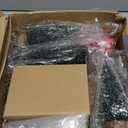 12 Pcs Christmas Village Set, Oak Wooden Lazy Susan for Christmas Table Centerpieces, Xmas House Decorations Set with Winter Ornaments, Santa, Trees, Snowman Holiday Centerpieces