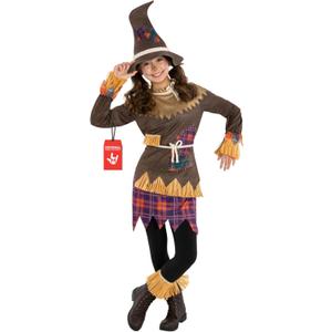 Morph Kids Scarecrow Costume for Girls - Creepy Scarecrow Outfit for Little Girls - Fun Halloween Dress-Up, X-Large