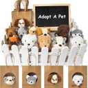 36Pcs Adopt A Puppy Party Favors, Mini Stuffed Animals Adopt A Dog Set Includes 12 Stuffed Dogs 12 Kraft Paper Bags 10 White Plastic Fence Mini Chalkboard & Chalk Marker for Adopt A Pet Party