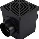 NDS 900BKITRTL1PK Square Kit with 2-Opening Catch Basin, 2 Adapters, 1 Outlet Plug, and 1 Plastic Drain Grate, 9-Inch, for Lawns, Landscaped Areas, Black