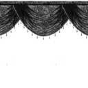 vctops Lace Beaded Waterfall Valances for Windows Floral Vintage Swag Valance Sheer Kitchen Window Curtains Over Sink Curtain Valance for Living Room Bedroom Bathroom Cafe (Black,98"x41")