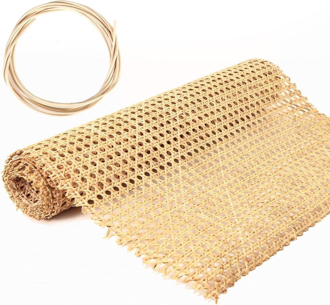 18" Width Cane Webbing Rattan Webbing 3.3Ft Natural Rattan Caning Material for Cabinet,Chair,Dresser, Furnitur,with 3/7.5" Groove Chair Caning