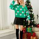 Ugly Christmas Sweaters for Women Funny Santa Xmas Snowflake Holiday Party Cute Knitted Pullover Tops (Large, Green)
