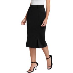 Belle Poque Women Pencil Skirt High Waisted Midi Pencil Skirt with Pockets (X-Large, Black)