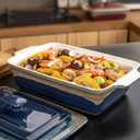 LOVECASA 4.5 Quart Ceramic Casserole Dish with Lid, 9x13 Baking Dish for Oven, Lasagna Pan Deep with Handles, Stoneware Bakeware, Oven & Dishwasher Safe, Blue Gray Gradient