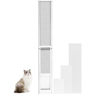 Dog Door for Sliding Door - Opening Width: 8.66 in, Max Height: 84.25 in - Cat Dog Door for Sliding Glass Door - Patio Sliding Door Dog Door Insert, Mediun, White