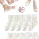 Toddler Baby Girl Lace Mesh Crew Socks, Princess Mary Jane Dress Socks, 10 Pairs