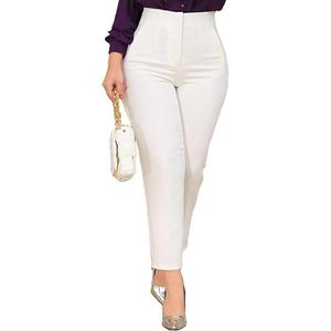 Kubsid Womens Straight Leg Pants 2026 High Waisted Stretchy Business Casual Work Pants Dress Office Trousers with Pockets (White, M)