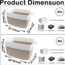 Large Blanket Basket,Woven Rope Basket Storage Bin with Handles,65L Rectangle Laundry Basket for Magazines,Toys,Clothes,Newspaper Shelf Organization,Nursery and Living Room,White & Brown