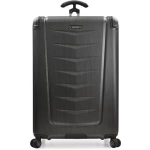 Traveler's Choice Silverwood Polycarbonate Hardside Expandable Spinner Luggage, Brushed Metal, Checked-Large 30-Inch