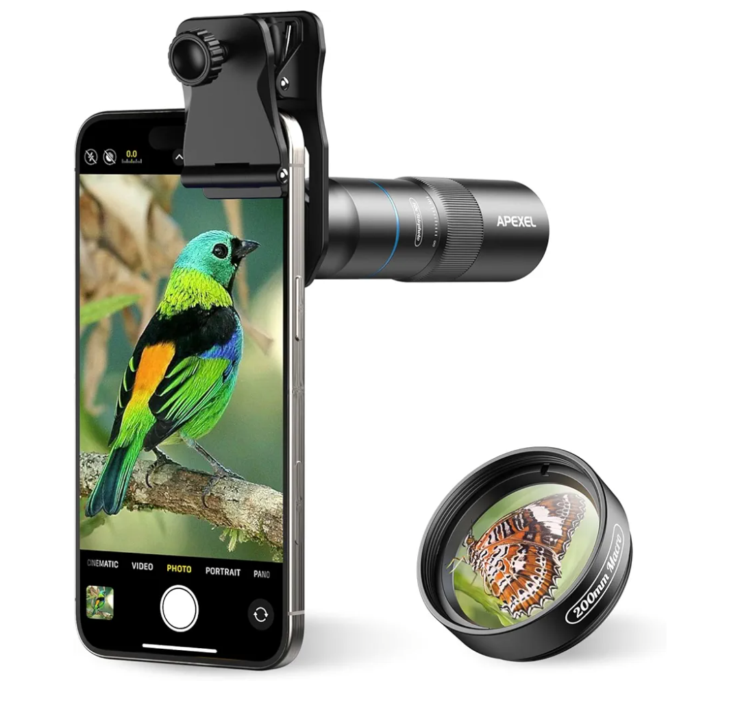 APEXEL 10X Tele-Macro Pro Dual Lens 2-in-1, Portable Clip-On Telephoto Macro Lens for iPhone, Compatible with Samsung & Almost All Smartphones, Pro Photography for Travel, Concert, Exploration