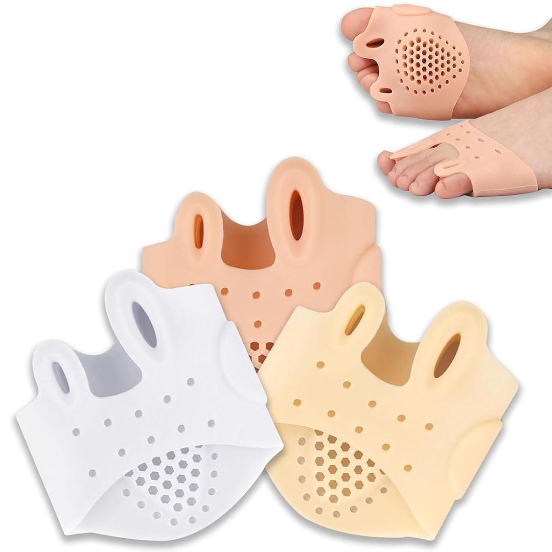 Silicone Toe Separator, Toe Spacers for Bunion Relief & Toe Straightening Soft Breathable Toe Corrector for Women Men Ultra-Thin Design for Yoga Running Travel (Three Colors-3PCS)