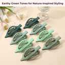 2 x 8 Pack Green Flat Hair Clips  Matte Large French Green Claw Clips for Women & Girls, No-Slip Strong Hold Gradient Barrettes for Thick or Thin Hair, Nature Inspired Cottagecore Look