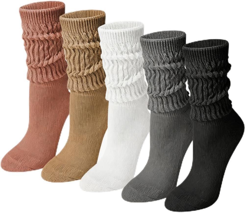 5 Pairs Slouch Socks for Woman - Retro Womens Slouch Socks - Soft Solid Ankle Sock Size 5-11