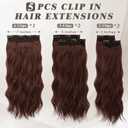 BARSDAR Chestnut Clip in Hair Extensions - 20 Inch Soft Wavy Clip in Hair Extensions for Women - 5PCs Thick Soft Synthetic Natural Looking Hairpieces Daily Party Halloween - Copper Chestnut