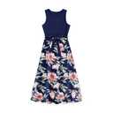 IFFEI Mommy and Me Dresses Matching Outfits Floral Printed Sleeveless Tank Maxi Dress for Mother and Daughter Blue-Pink 2 Years M