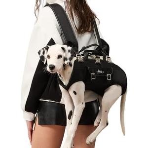 FCT Dog Backpack Carrier - Spine-Friendly for Midium to Large Dogs (18-30 lbs), Horizontal Design Dog Carrier with Adjustable Back Straps,Legs-Out Comfort for Travel/Hiking/Cycling (Black, Size L)