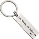 Beeshion Funny Keychain for Couples I'm Yours No Refunds Keychain Engraved Initial Personalized Gift for Husband Boyfriend