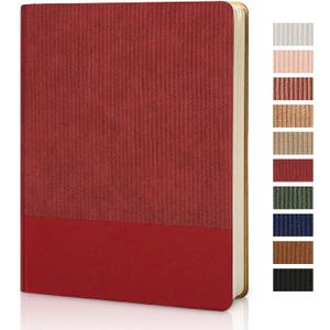 Lined Journal Notebook for Work College Ruled Note Book 7.2"x9.6" B5 PU Leather Daily Journaling 160 Pages for Women Men Writing Home School Supplies Business (Red) (08-Red-1pack)