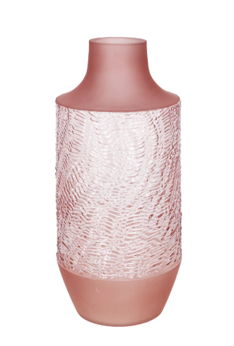 Bambeco 6 x 13in  Pink Glass Vase