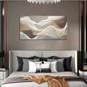 AOZEMI Large White Canvas Art Abstract Wall Art for Dining, 48"L x 24"W