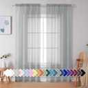 Simplebrand Light Grey Sheer Curtains 90 Inches Long 2 Panels, Light Filtering Rod Pocket Solid Color Window Sheer Curtain Panels, Elegant Curtains & Drapes for Living Room, Bedroom, 42" W x 90" L