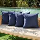 MIULEE Pack of 4 Decorative Outdoor Throw Pillow Covers Linen Waterproof Pillow Covers Farmhouse Cushion Cases for Patio Garden Tent Balcony Couch Sofa 18x18 inch Navy