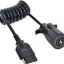Oyviny 7 Way Round to 5 Way Flat Coiled Trailer Plug Adapter 7 Pin to 5 Pin Trailer Coiled Wiring Adapter Full Length 5 Foot (60 inches)