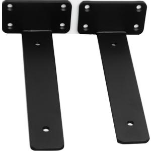 2 Pack - 8 inch Black Hidden L Shelf Bracket (1/5 Inch Thicked) Iron Floating Shelf Brackets Rustic Industrial Metal Brackets for Shelf Support