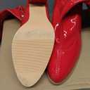 girgod Thigh High Boots for Women Sexy Pointed Toe Over The Knee Boots Cosplay Dance Party Patent Leather Chunky Heels GOGO Knee High Boots (6.5, Red)