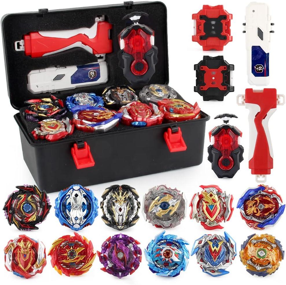 Daoyehsy Bey Battle Top Burst Metal Fusion Attack Set, Battling Tops Launchers Combat Battle Toy with Portable Storage Box Present for Kids (007B)