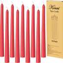 KONNI 0.8710 Inch Red Taper Candles, Unscented and Smokeless Tall Candlesticks, 10 Pack Tapered Candles with Cotton Wicks, Long Burning, Ideal for Weddings, Dinner Parties, and Home Dcor