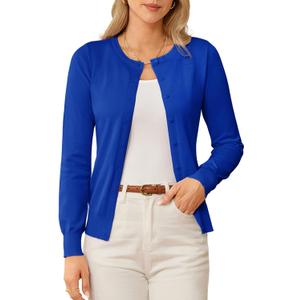 GRACE KARIN Womens Long Sleeve Knit Cardigan Sweaters Casual Dressy Open Front Button Down Cardigans Spring Outfits (X-Large, Royal Blue)