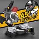 10-inch Compound Miter Saw, 5000RPM, 15 Amp, Single Bevel 0-45 with Extension Table, 36T Blade, Power Saw for Metal, Plastic, Wood, Laminates