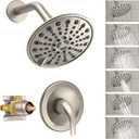 Brushed Nickel Shower Faucet Set, EMBATHER Shower Fixtures with 6 Inch Rainfall Shower Head, Single Handle Control Shower Valve and Trim Kit