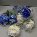 Geosar 8 Bundles Artificial Peonies Flowers Fake Silk Peony Bouquet Faux Peonies Flowers Bulk for Decoration Vase Floral Arrangements Wedding Party Table (Royal Blue,White)