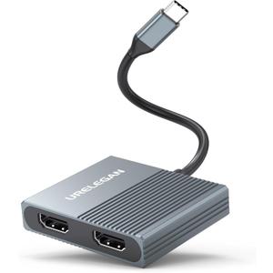 USB C to Dual HDMI Adapter Splitter 4K@60Hz, USBC to 2 HDMI Hub Extended Display for Windows (Thunderbolt 3/4 Compatible) Dual Monitor for Phone, Tablet, Laptop, Computer and More