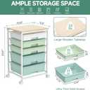 SYKIARIOL Utility Cart with 5 Drawers,Storage Cart with Wooden Tabletop and Lockable Wheels,Craft Storage Trolley Organizer,5-Tier Rolling Utility on Wheels,Light Green