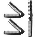 3PCS Travel Foldable Brush, Anti-Static Hair Comb and Double Headed Hairdressing Tool for Men & Women (Black)
