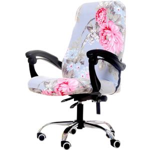 WOMACO Printed Office Chair Covers, Stretch Computer Chair Cover Universal Boss Chair Covers Modern Simplism Style High Back Chair Slipcover (Pink Flower, Large)