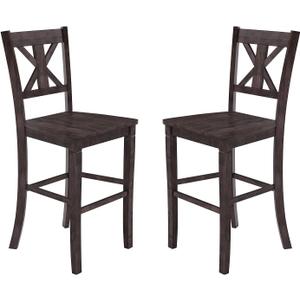 Flash Furniture Farmhouse Barstool, Gray Wash Walnut, 2-Pack | Commercial Use, Solid Wood Frame, 360 Swivel Seat, Integrated Footrest, Set of 2