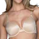 Vanity Fair Women's Full Coverage Beauty Back Smoothing Bra, 4-Way Stretch Fabric, Lightly Lined Cups up to DD (36C, Underwire - Beige)