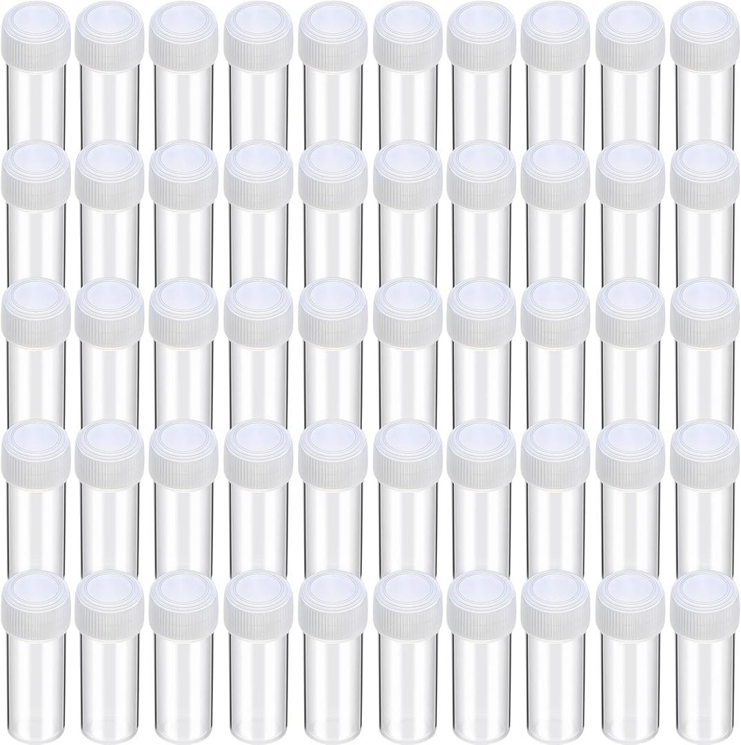Lallisa 300 Pcs 5 ml Small Plastic Bottles Empty Pill Bottles Clear Vials with Caps Small Sample Lab Plastic Test Tubes for Travel Storage Portable Lab Supplies