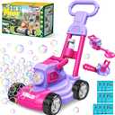 Bubble Lawn Mower for Kids, 3-in-1 Bubble Machine Blower with 10 Bubble Solution, Outdoor Push Toys for Toddlers Ages 3-8, Birthday Easter Summer Gift for Boys Girls 3 4 5 6 7 8 Year Old (Pink,Purple)
