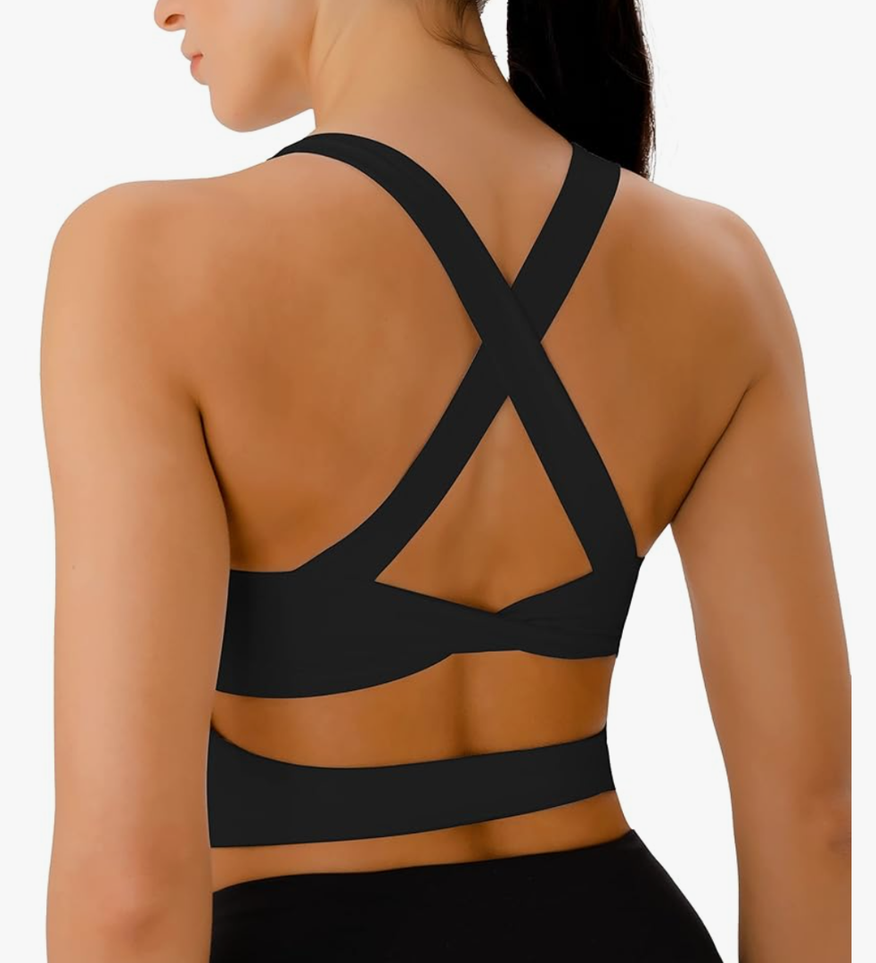 Sports Bras for Women Criss-Cross Back Padded Workout Tank Tops Medium Support Crop Tops for Women, Small