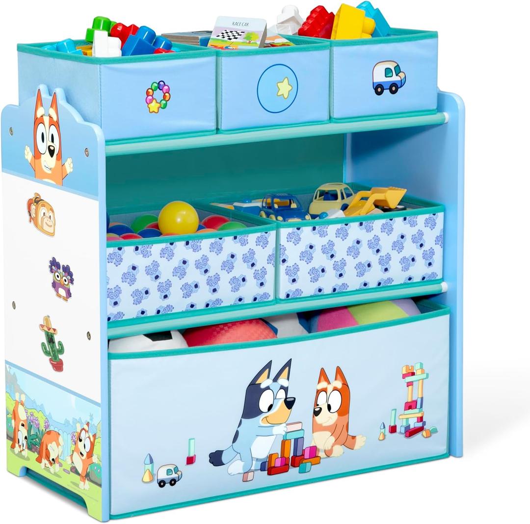 Delta Children - Bluey Design & Store 6 Bin Toy Storage Organizer - Greenguard Gold Certified, Blue