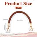 2 PCS Brown Leather Purse Strap, Braided Leather Strap for Purse, 11.8in PU Leather Woven Purse Handles with Metal Lobster Clasp for Underarm Bags, Handbags