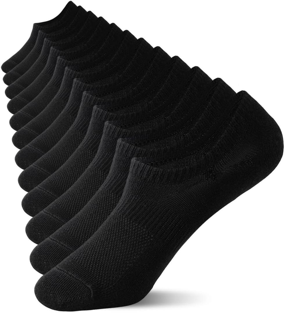 Irisbear Womens No Show Socks, Thin Cotton Non Slip Low Cut Socks 6 Pairs (5-8, Black)